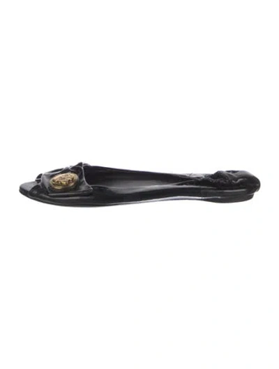Pre-owned Gucci Hysteria Accent Leather Ballet Flats In Black