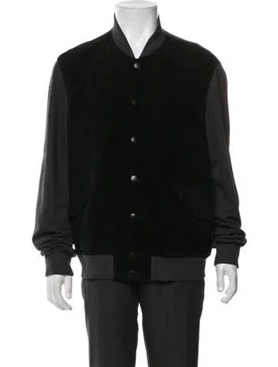 Pre-owned Gucci Hysteria Accent Leather Bomber Jacket In Black