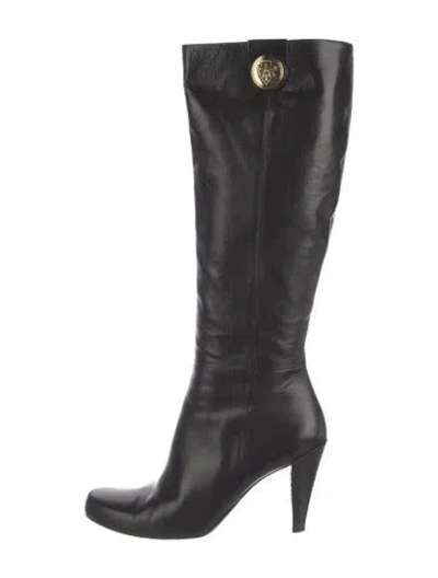 Pre-owned Gucci Hysteria Accent Leather Boots In Black