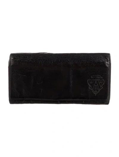 Pre-owned Gucci Hysteria Accent Leather Continental Wallet In Black