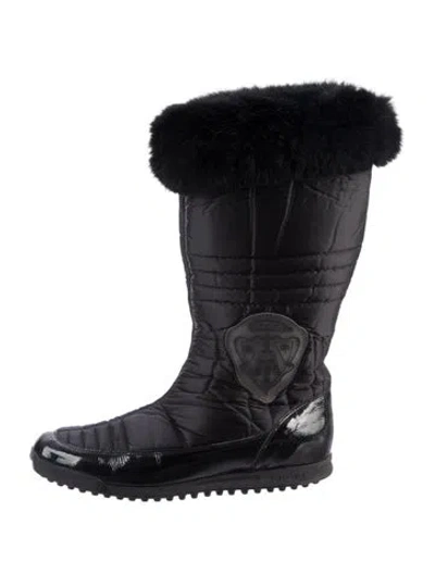 Pre-owned Gucci Hysteria Accent Nylon Rain Boots In Black