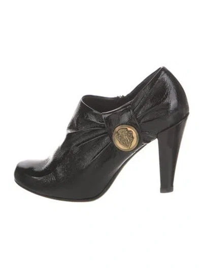 Pre-owned Gucci Hysteria Accent Patent Leather Boots In Black