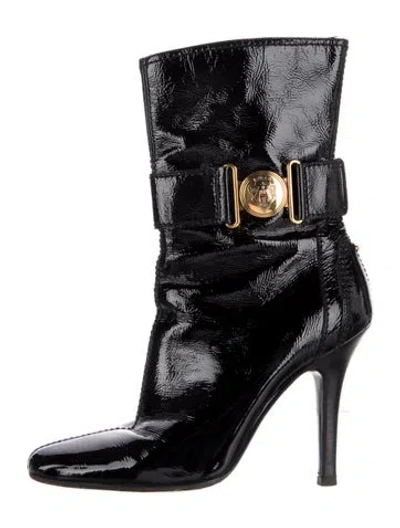 Pre-owned Gucci Hysteria Accent Patent Leather Boots In Black