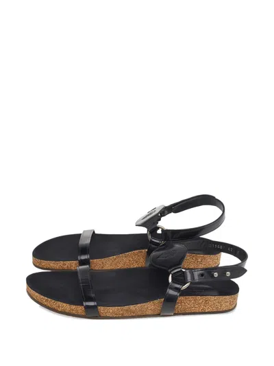 Pre-owned Gucci Hysteria Crest Flat Sandals In Black