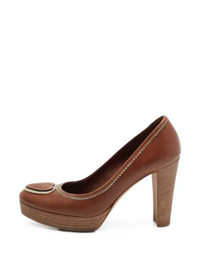 Pre-owned Gucci Hysteria Platform Pumps In Brown
