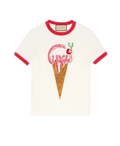 Gucci Ice Cream-embellished T-shirt In White