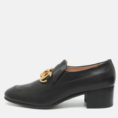 Pre-owned Gucci Ice Lolly Size 39.5 Black Leather Chain Loafers