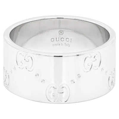 Pre-owned Gucci 'icon' 18 Carat White Gold Wide Band Ring