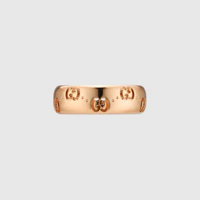 Gucci Icon 18k Gg Thin Ring In Rose Gold