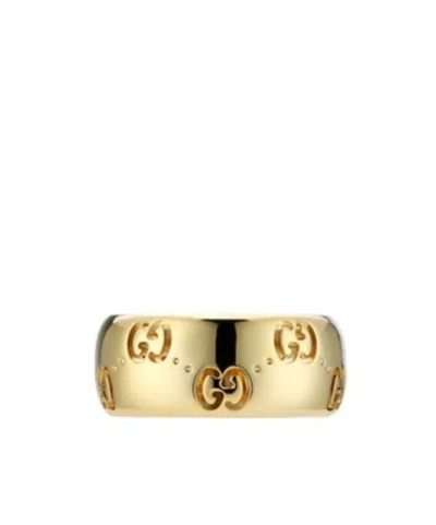 Gucci Icon 18k Gg Wide Ring In Yellow