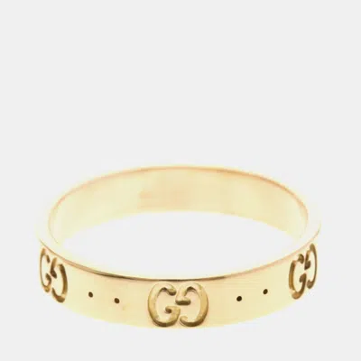 Pre-owned Gucci Icon 18k Pink Gold Fashion Band Ring Eu 57