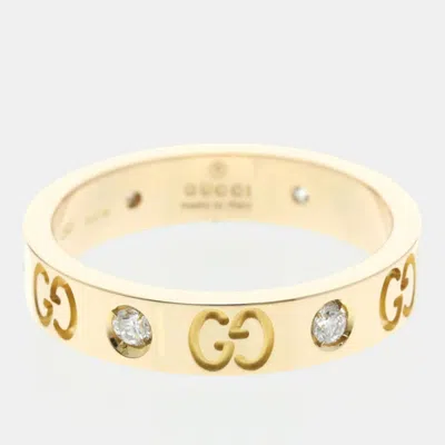 Pre-owned Gucci Icon 18k Rose Gold Diamond Women's Ring Eu 53