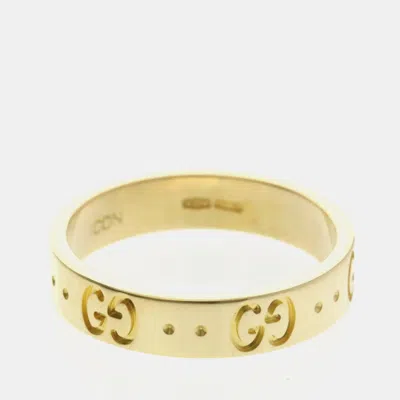 Pre-owned Gucci Icon 18k Yellow Gold Fashion Band Ring Gold Eu 52