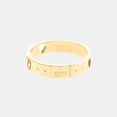 Pre-owned Gucci Icon Amor 18k Pink Gold Fashion Band Ring Eu 52