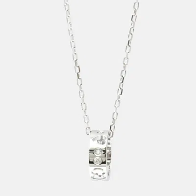 Pre-owned Gucci Icon Amor Diamond White Gold 18k Diamond Pendant Necklace Silver