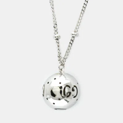 Pre-owned Gucci Icon Ball 18k White Gold Pendant Necklace Silver