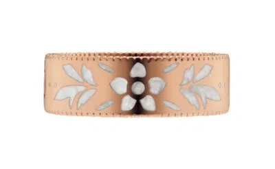 Pre-owned Gucci Icon Blooms 18k Pink/rose Gold White Enamel Ring Ybc434525002013