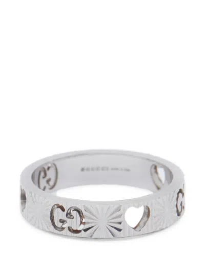 Pre-owned Gucci Icon Heart Ring In Silver