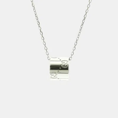 Pre-owned Gucci Icon Necklace White Gold 18k Pendant Necklace Silver