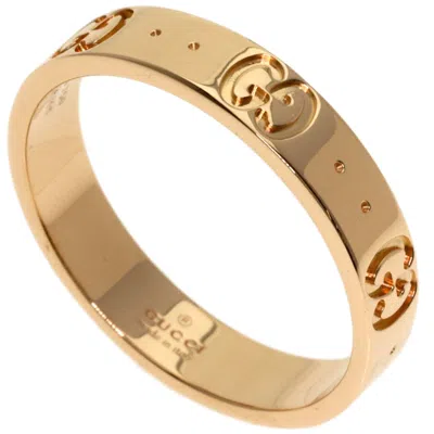 Pre-owned Gucci Icon Pink Gold (18k) Band Ring ()
