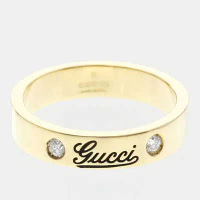 Pre-owned Gucci Icon Print 18k Yellow Gold Diamond Women's Ring Eu 62