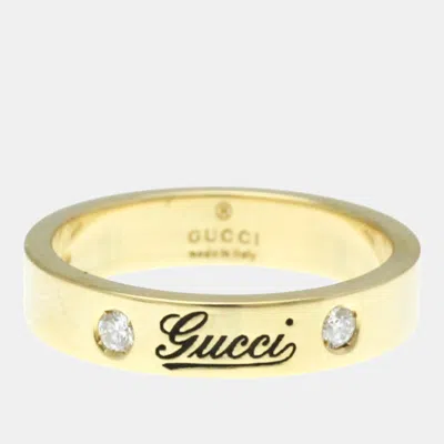 Pre-owned Gucci Icon Print Diamond Yellow Gold 18k Fashion Diamond Band Ring Gold