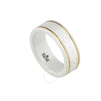 Gucci Icon Ring In Yellow Gold Size 7 1/4 In White