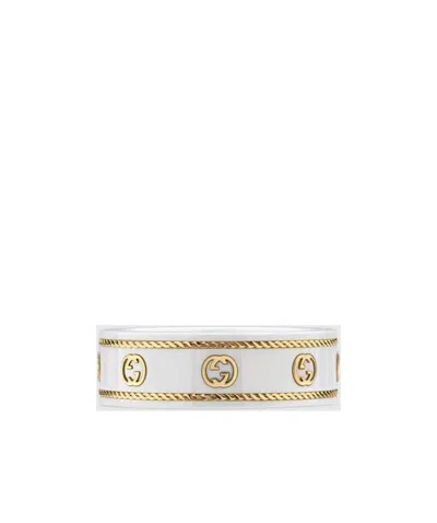 Gucci Icon Ring With Yellow Gold Interlocking G In Metallic