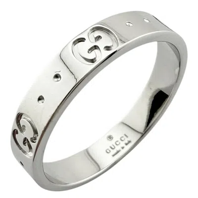 Pre-owned Gucci Icon Silver White Gold (18k) Band Ring ()