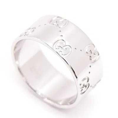 Pre-owned Gucci Icon Silver White Gold (18k) Band Ring ()
