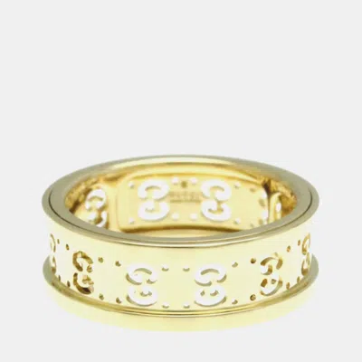 Pre-owned Gucci Icon Toile Ring Yellow Gold 18k Fashion No Stone Band Ring Gold
