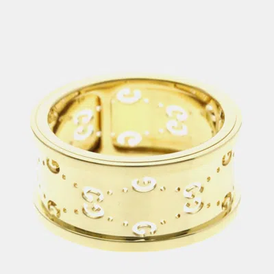 Pre-owned Gucci Icon Twirl Ring 18k Yellow Gold Fashion Band Ring Eu 54