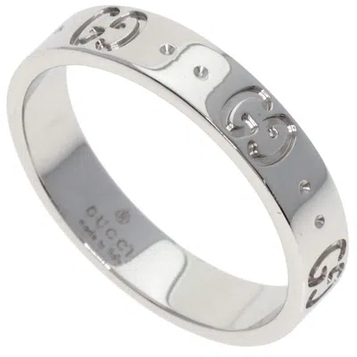 Pre-owned Gucci Icon White Gold (18k) Band Ring ()