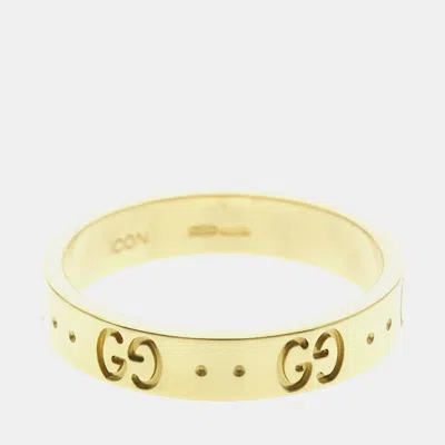 Pre-owned Gucci Icon Yellow Gold 18k Fashion No Stone Band Ring Gold