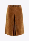 Gucci Women Suede Skirt With Horsebit Detail In Multi