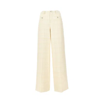 Gucci Ide Leg Tweed Pants In White