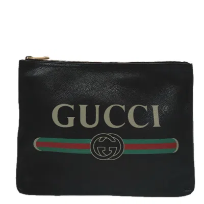 Pre-owned Gucci Imprime Black Leather Clutch Bag ()