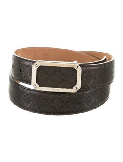Pre-owned Gucci Imprimé Pattern Leather Belt In Black