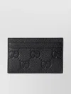 Gucci Imprint Card Case Grainy Leather Finish In Black