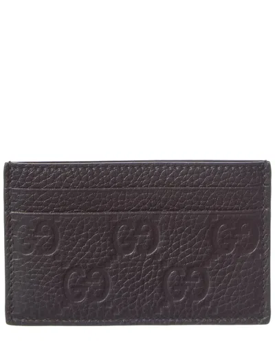 Gucci Imprint Leather Card Case In Black
