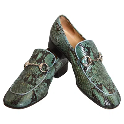 Pre-owned Gucci Incredible  By Tom Ford 2000's Ice Blue Leather Horse Bit Loafers - Shoes