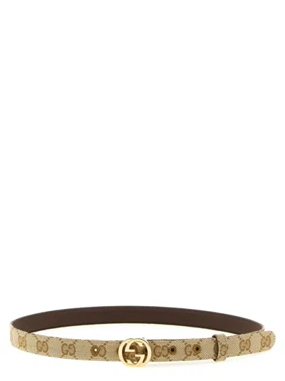 Gucci 'incrocio Gg' Belt In Brown