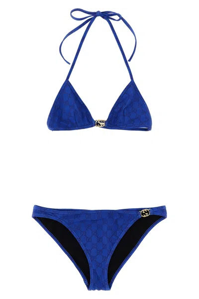 Gucci 'incrocio Gg' Bikini In Blue
