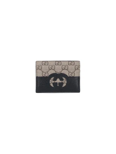 Gucci 'incrocio Gg' Cut-out Card Holder In Black  