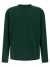 Gucci Long Sleeve Crewneck Sweatshirt With Ribbed Cuffs And Hem In Green