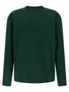 Gucci Long Sleeve Crewneck Sweatshirt With Ribbed Cuffs And Hem In Green