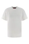 Gucci Women White Crewneck T-shirt With Tonal Horsebit Embroidery On The Front In Cotton Woman In White