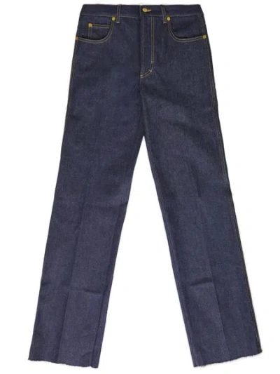 Gucci Indigo-blue Logo Patch Straight Leg Jeans For Men In Light Blue