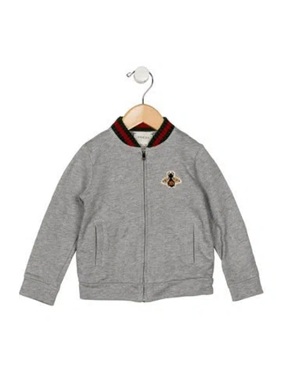 Pre-owned Gucci Babies' Infant Boys Embroidered Web Accented Jacket In Grey