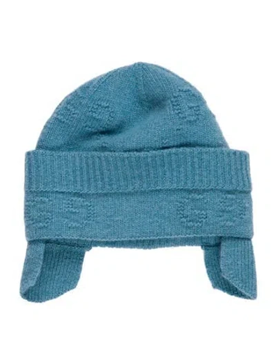 Pre-owned Gucci Babies' Infant Intarsia Knit Wool Beanie In Blue
